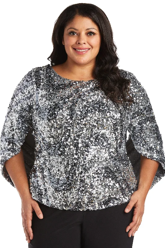 R&M Richards 7550W Plus Size One Piece Drape Back Top