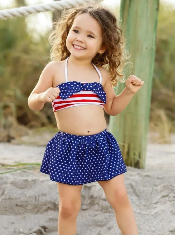 Girls American Beauty Two Piece Swimsuit with Headband