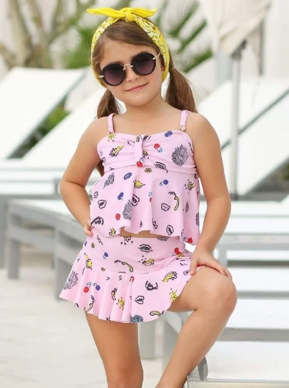 Girls Retro Rager Tankini Skirted Two Piece Swimsuit