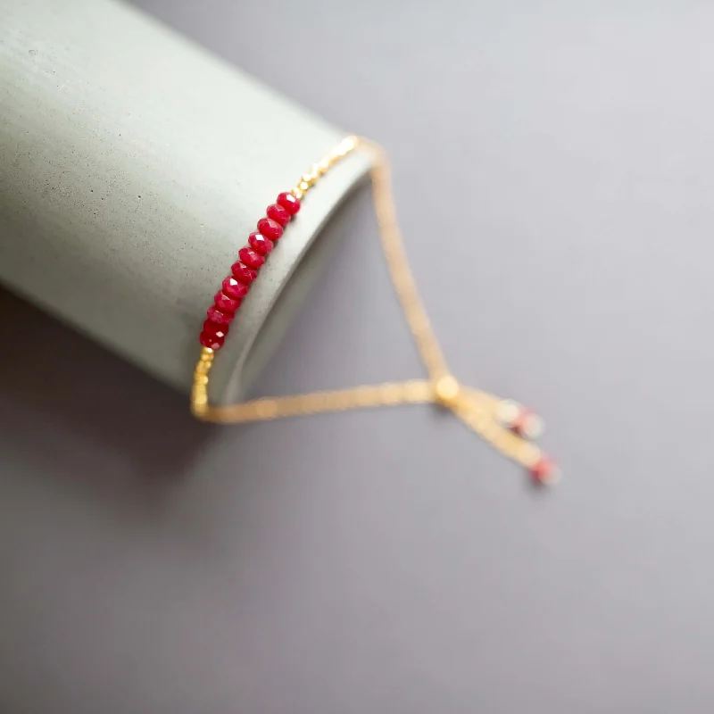 Durability - focused  Red Jade Adjustable Stacking Bracelet