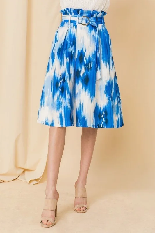 Pattern - coordinated  Self-buckle Belt Printed Skirt