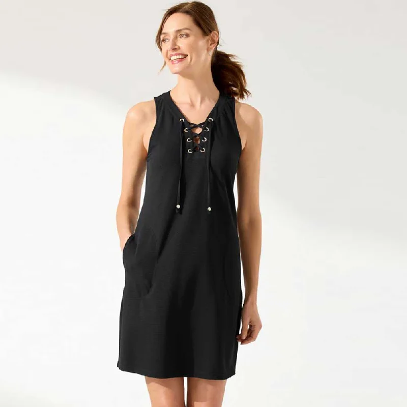 Tommy Bahama Island Cays Lace Up Spa Dress Cover Up - Black