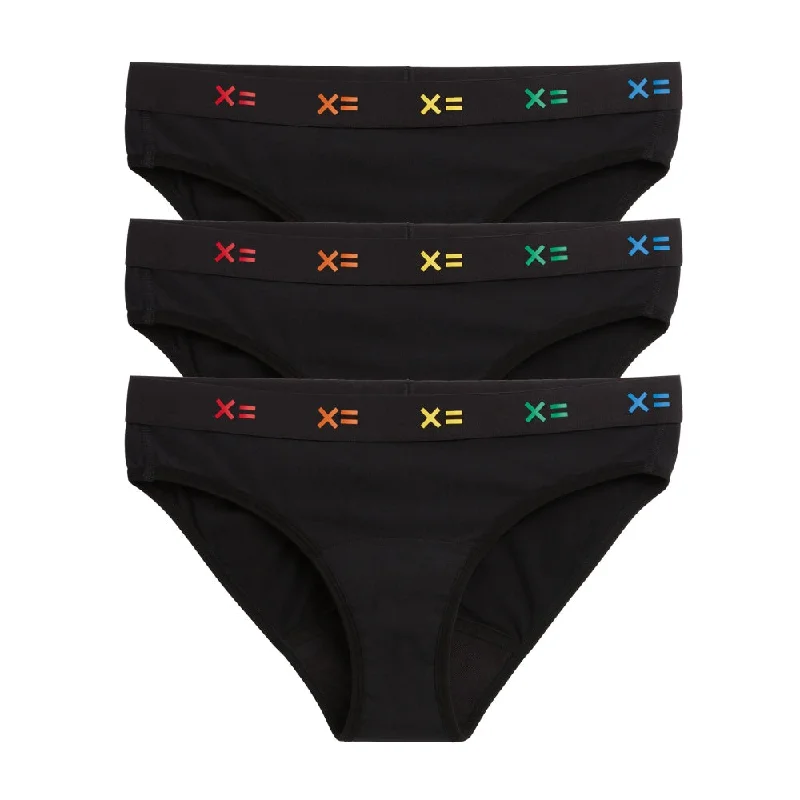 Comfort - driven  First Line Period Bikini 3-Pack - Black X= Rainbow