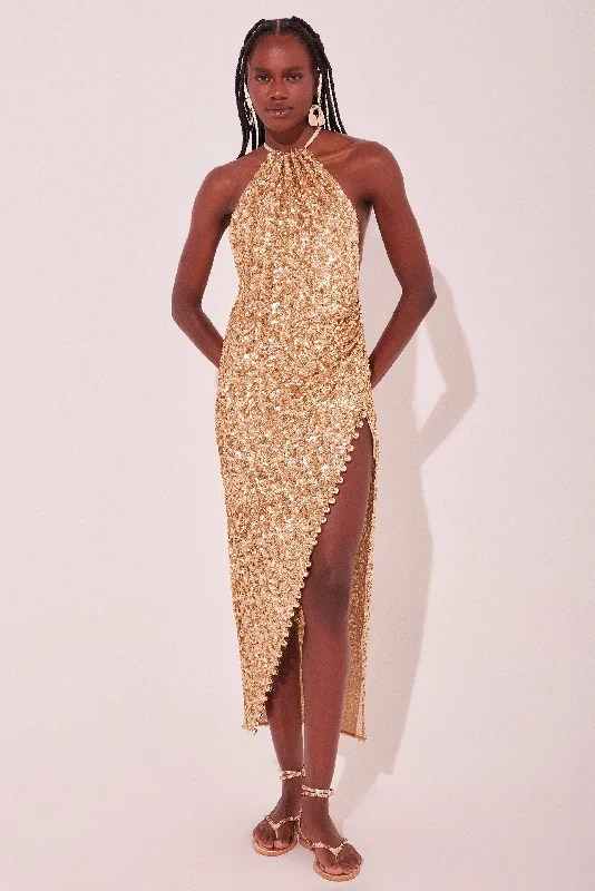 Beach - ready  Golden Sun Embroidered Long Dress E5485A2160