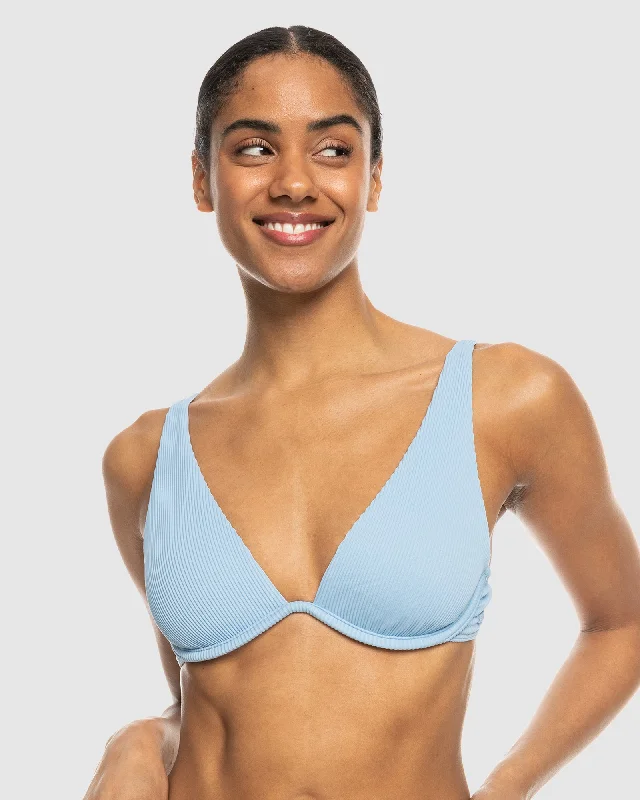 Compact - fitting  Womens Rib Roxy Love Offshore V-Neck Bikini Top